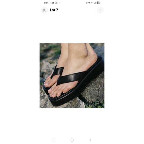 ZARA Black Platform Thong Sandal Leather Square Toe Padded EU 39 / US 8.5 - 9 - Picture 1 of 9